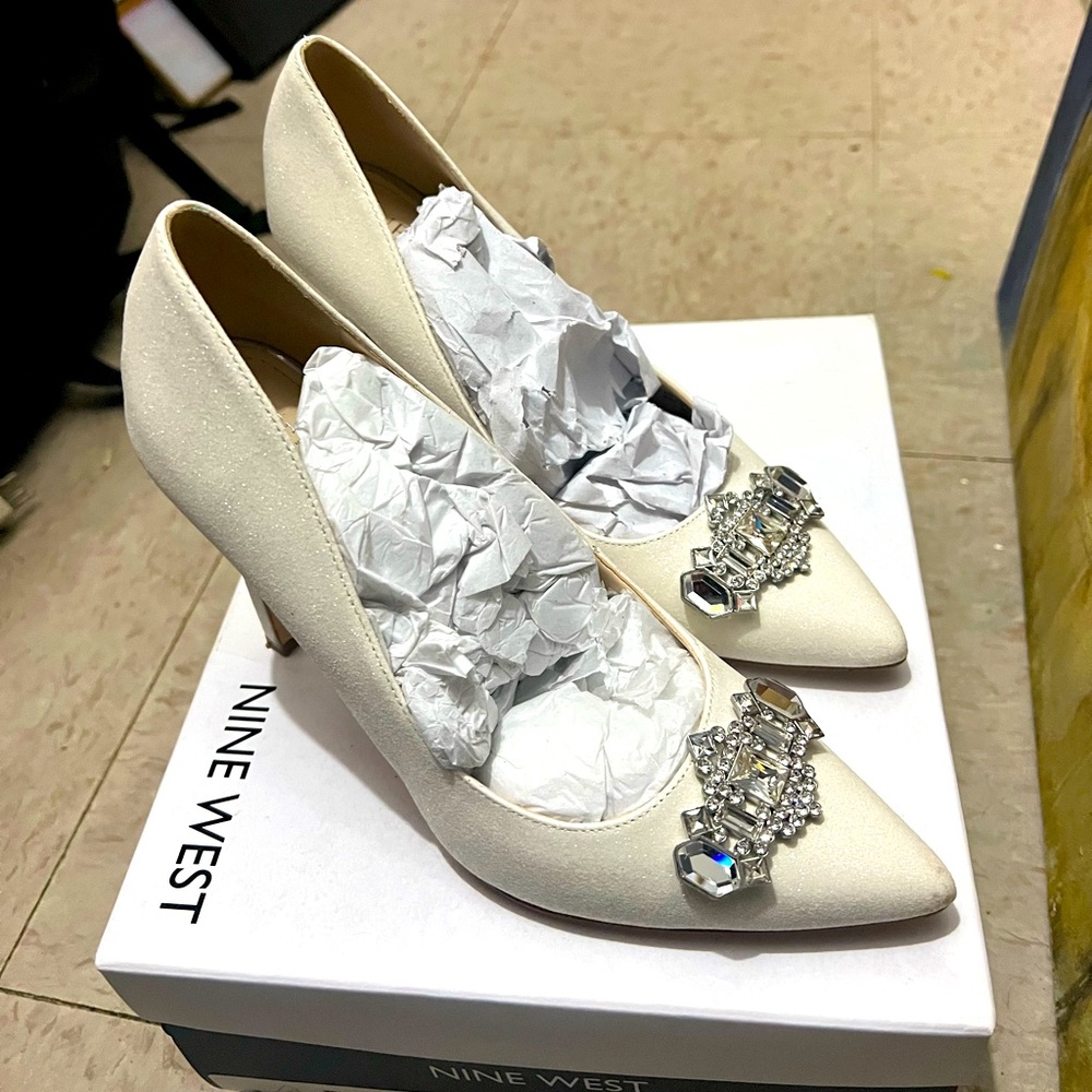 Nine West white heels